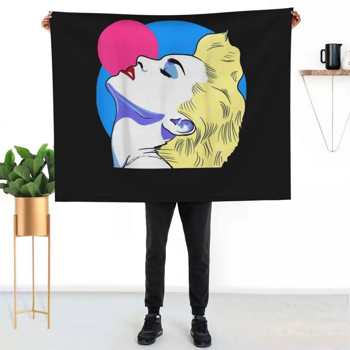 

Madonnas True Blue Artwork T-Shirt Throw Blanket Soft Bedroom Blanket for Night Sleeping
