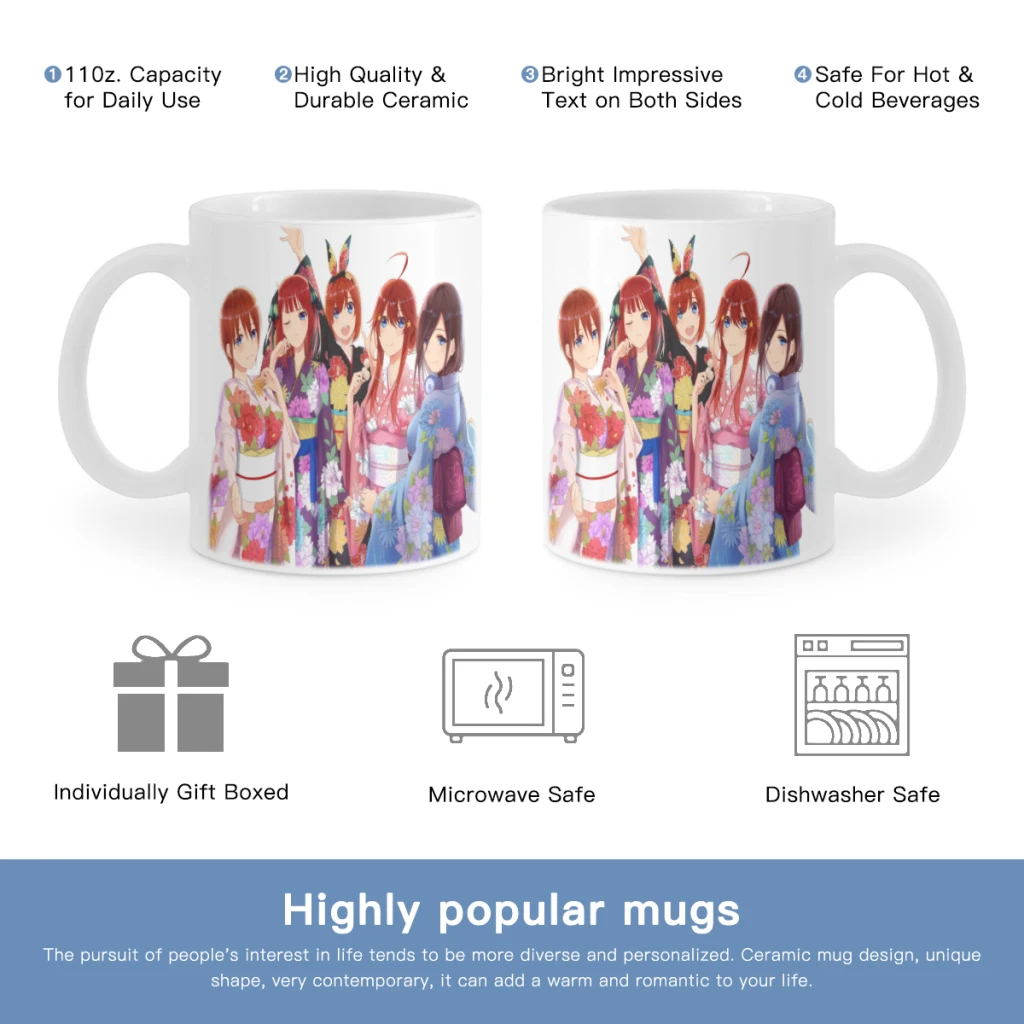 

The Quintessential Quintuplets Free shipping Ceramic Mug Cute Coffee Tea Milk Stave Mugs And Cups with Handle Novelty Gifts