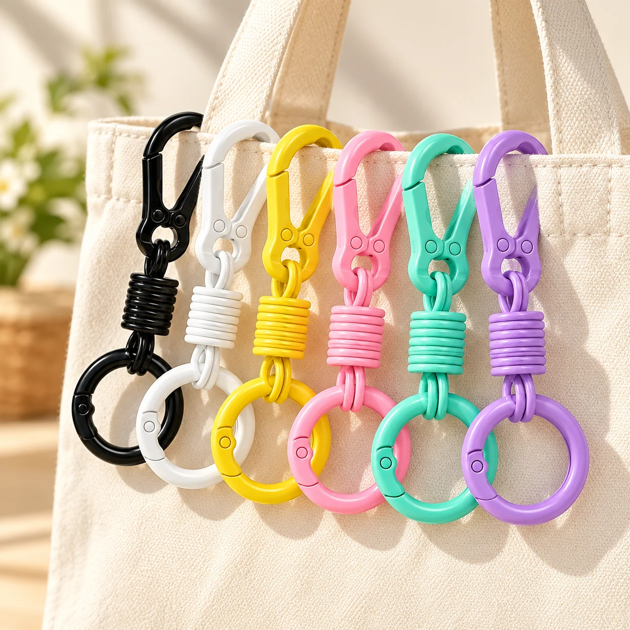 Keychain Clip Colorful Carabiner Key Ring Multipurpose Bag Hanging Hook Portable Key Holder Backpack Charm Travel Accessory