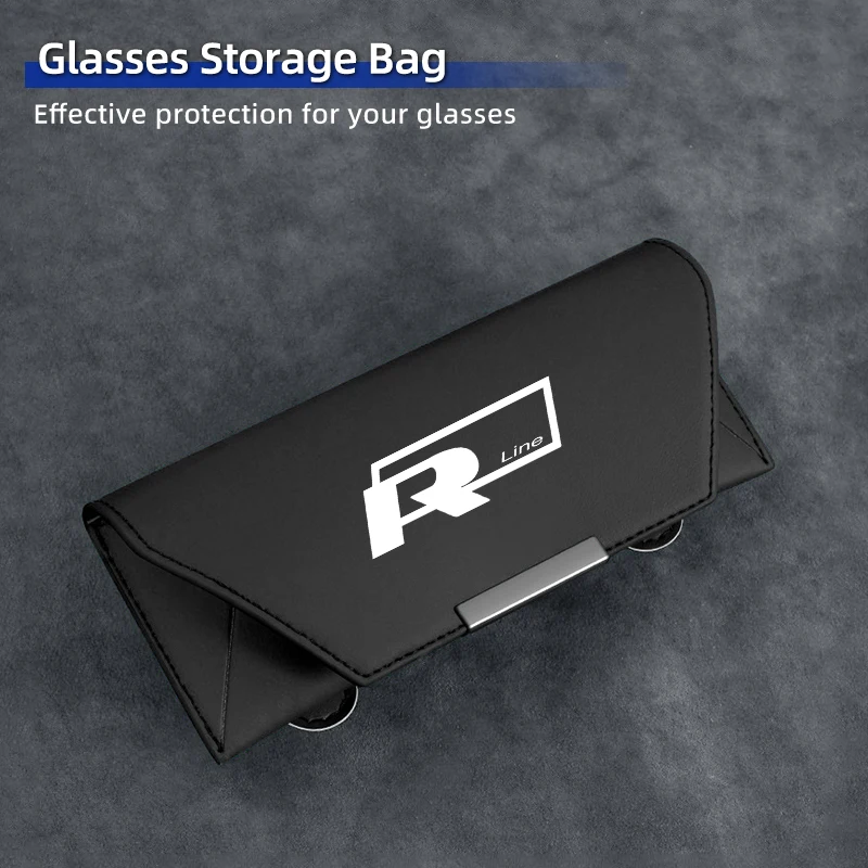 

Car Glasses Case Leather Sunglasses Storage Clip For VW R Jetta Sagitar Magotan Passat Tiguan Scirocco Golf 5 7 Polo