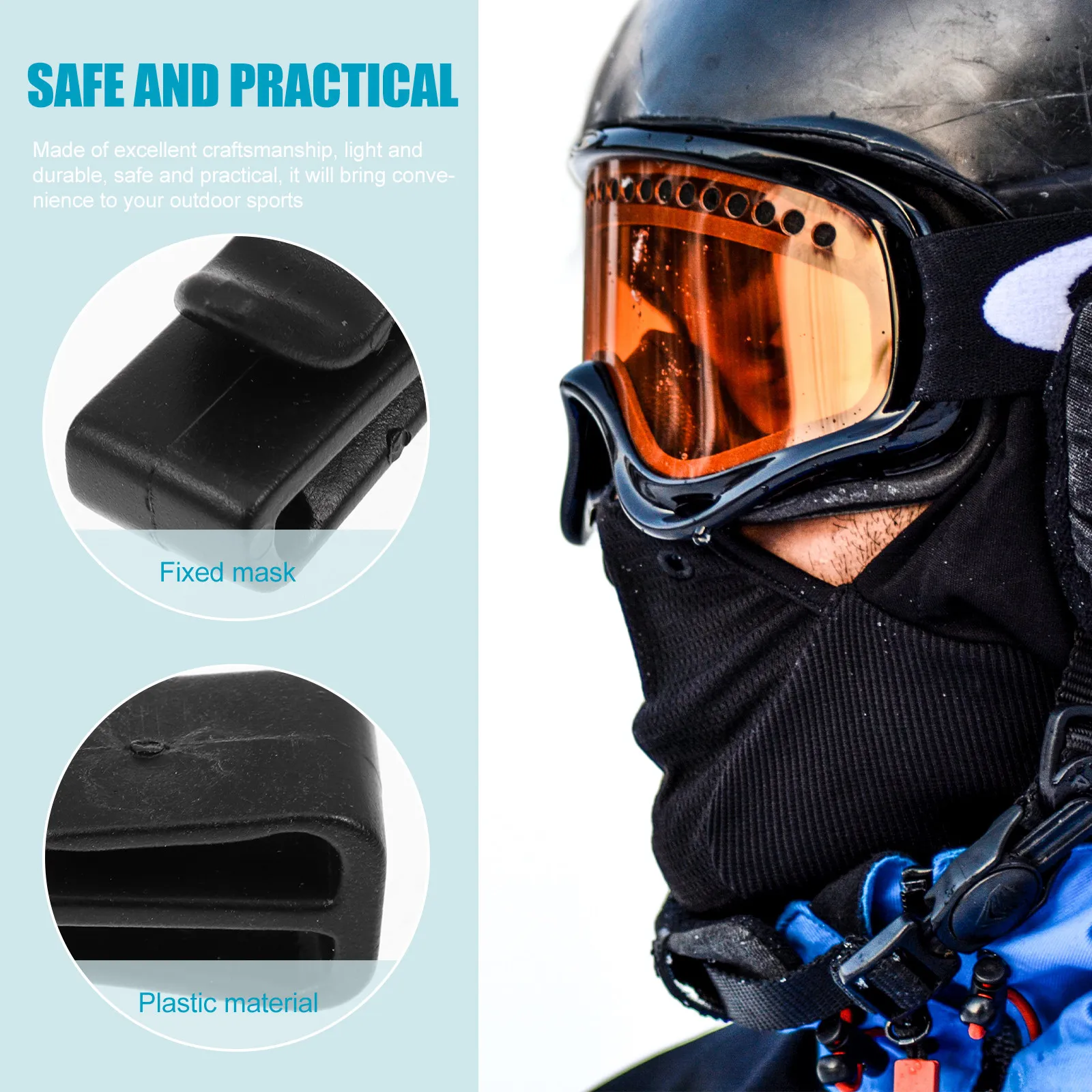 1Pair Mask Clip Professional Plastic Mask Fixing Hook for Skiing Helmets Compatible with Most Ski Snowboard Cycling view 4