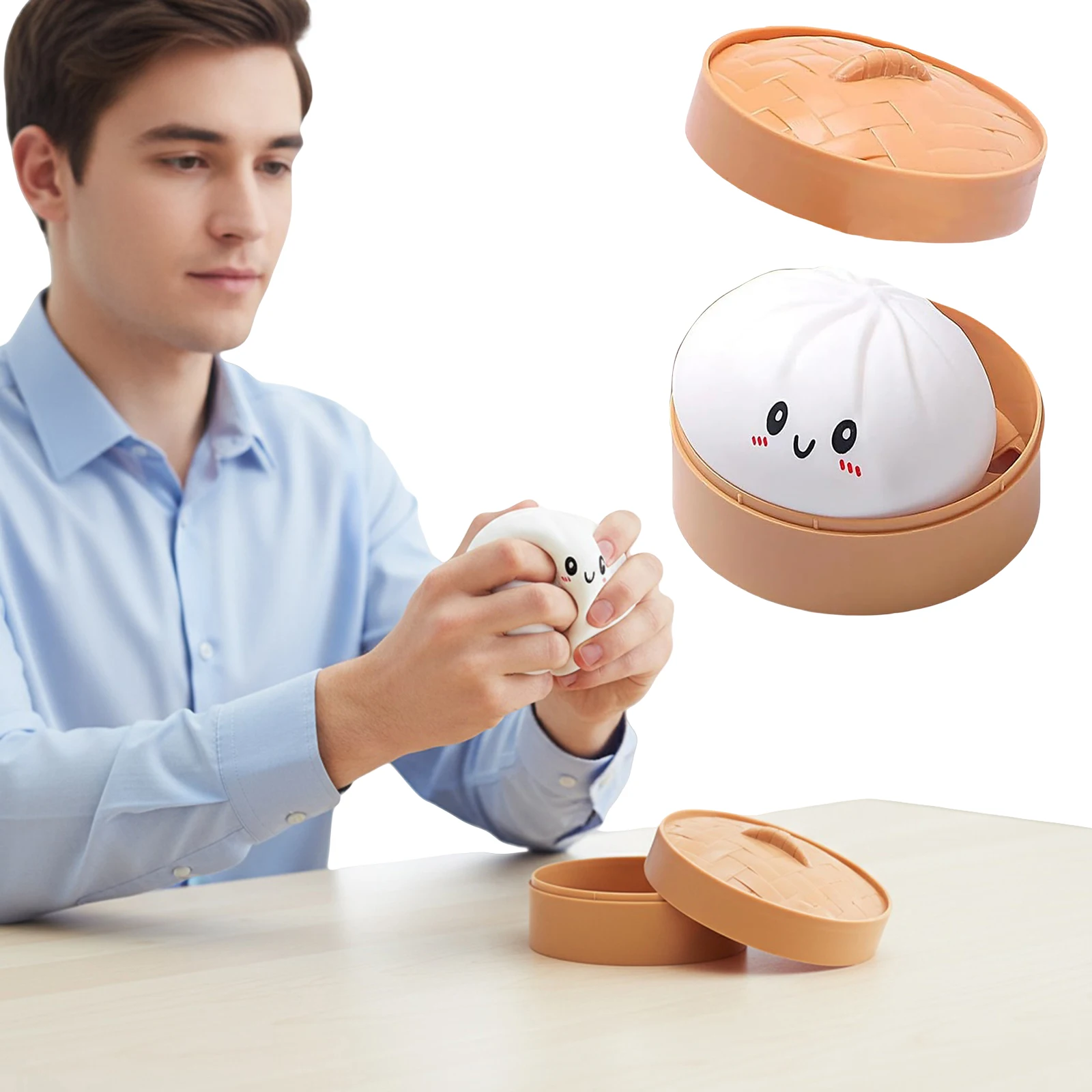 

Игрушка-антистресс в виде булочки с пароваркой, эластичная настольная игрушка, мягкий шарик-тесто, имитация пельменя, для взрослых и детей