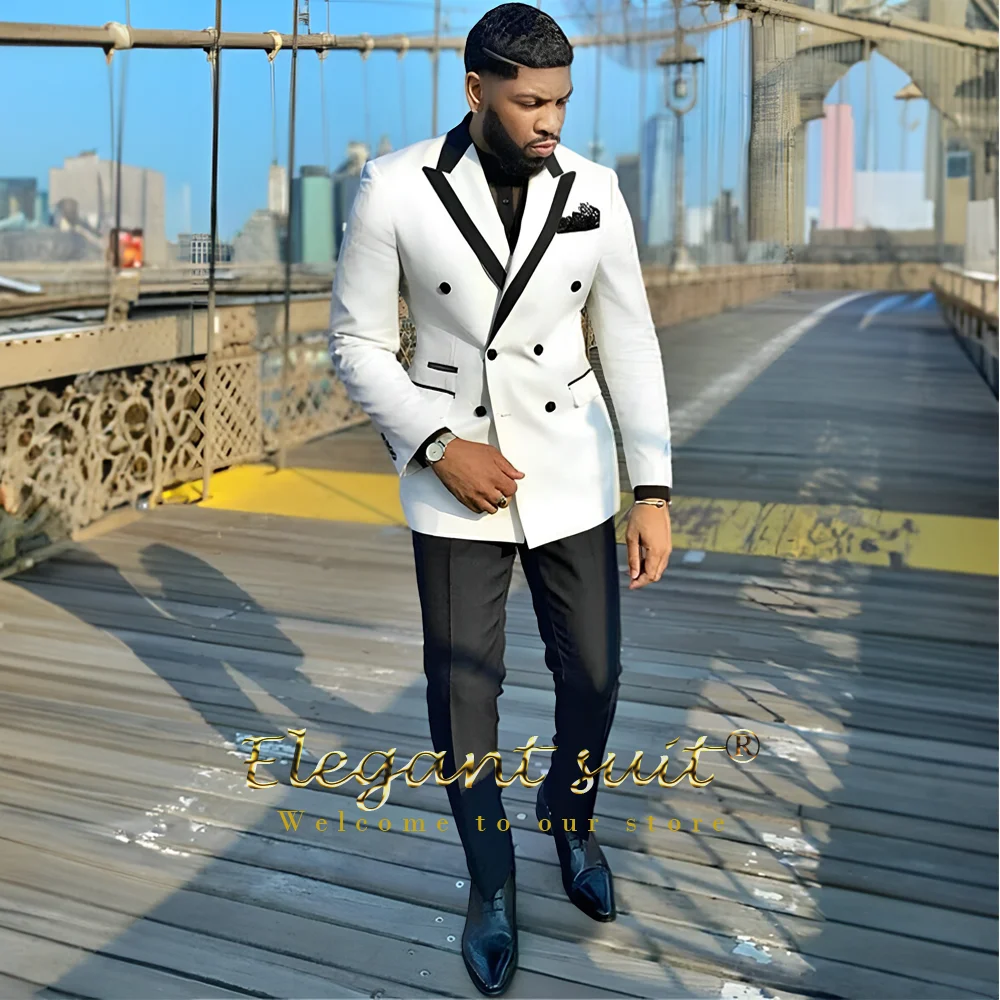 

Men's double breasted suit with peaked lapels, slim fit, men's tuxedo, custom groom suit, 2 piece set, prom jacket and pants