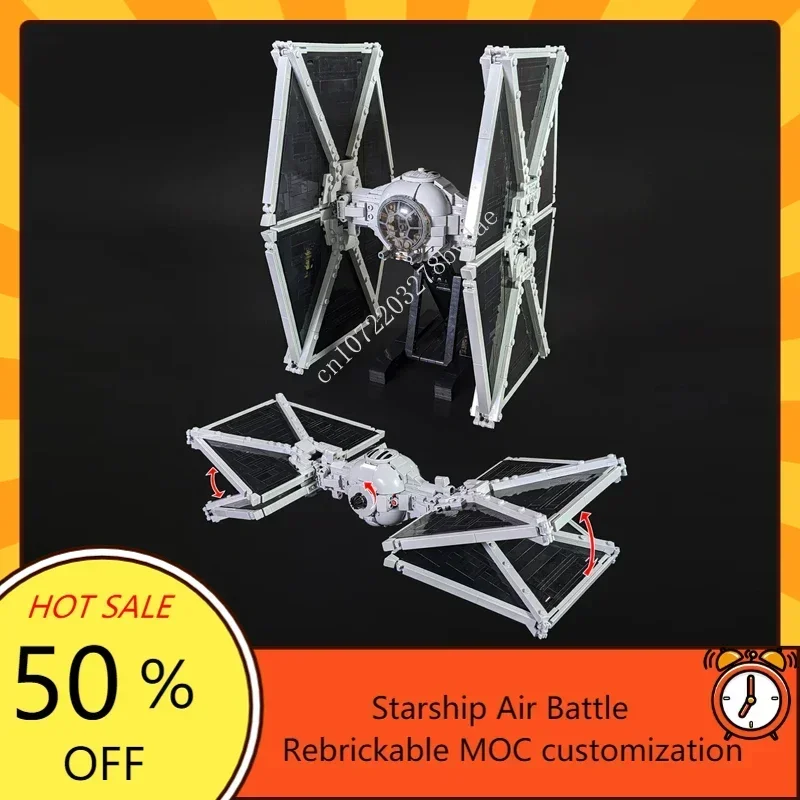 1208PCS MOC Space Battle Series TIE Outlander Foldable Wing Model Custom Puzzles Technology  DIY Assembly Toys Kids Gifts