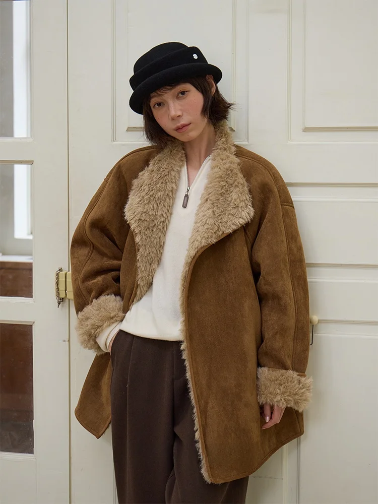 

about Passion Winter Suede Fur Coat Inteated Hair Outerwear Korean Sle Thiened Long Sve Stand Collar Women's Jaet