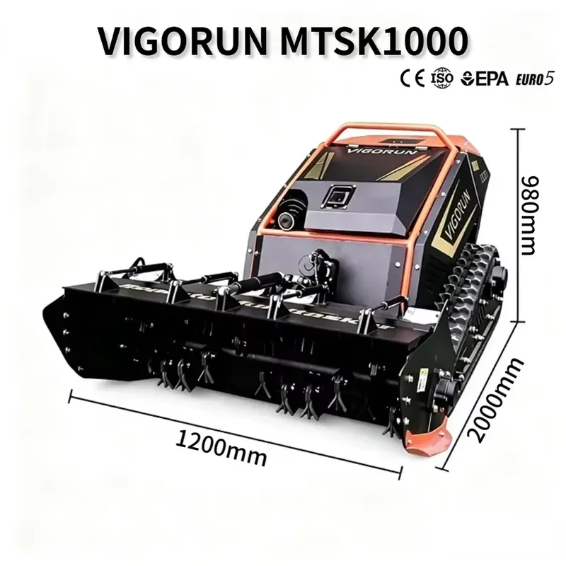 RC Tracked Mulcher Mower 1000mm Cut 35 Degree Slope Flail Hammer Wood Shredder for Forest Path Trail