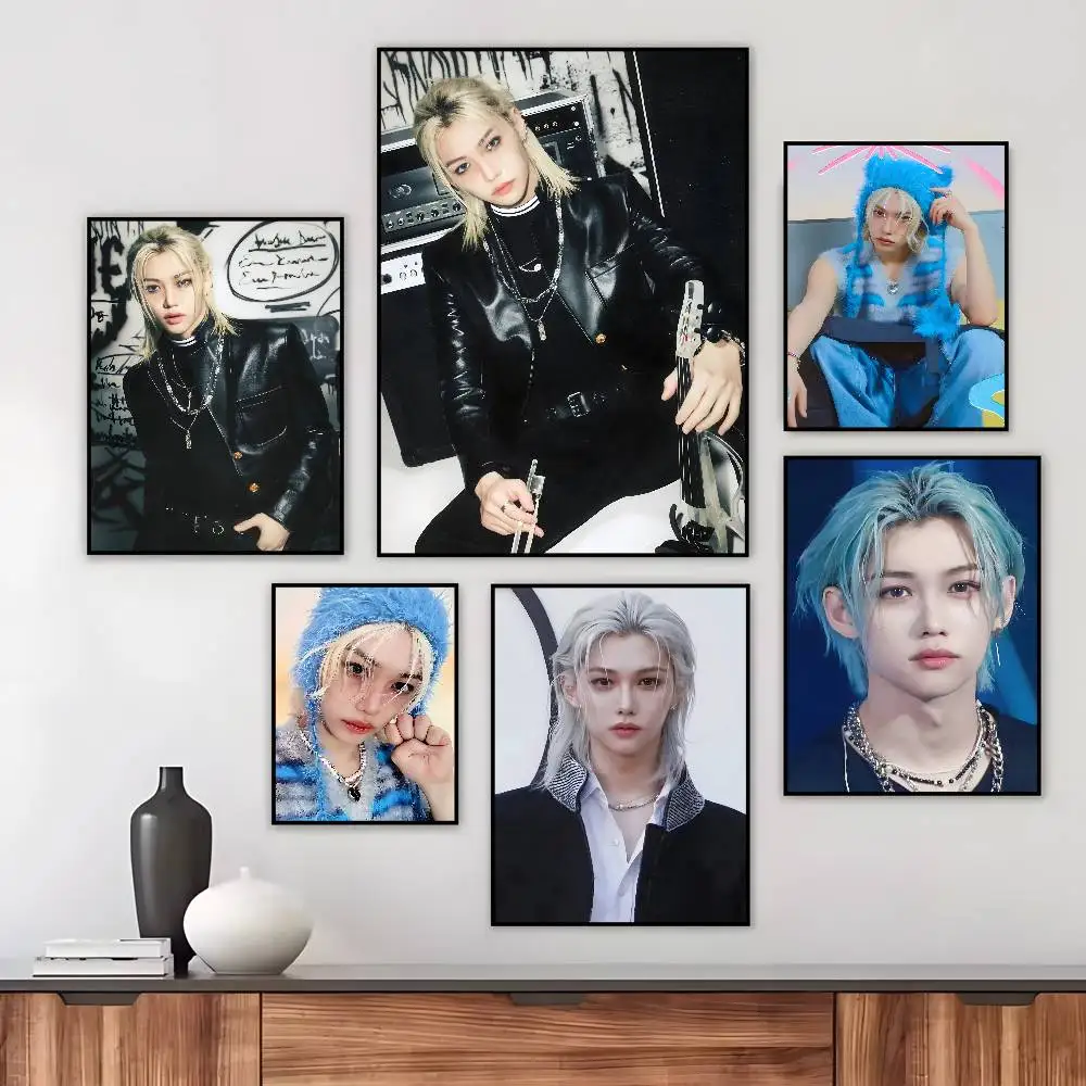 K-pop Idol Felix Lee Poster Art canvas HD aesthetic Printing Paper Wall Art for Living Room Bar fashion Home Decor