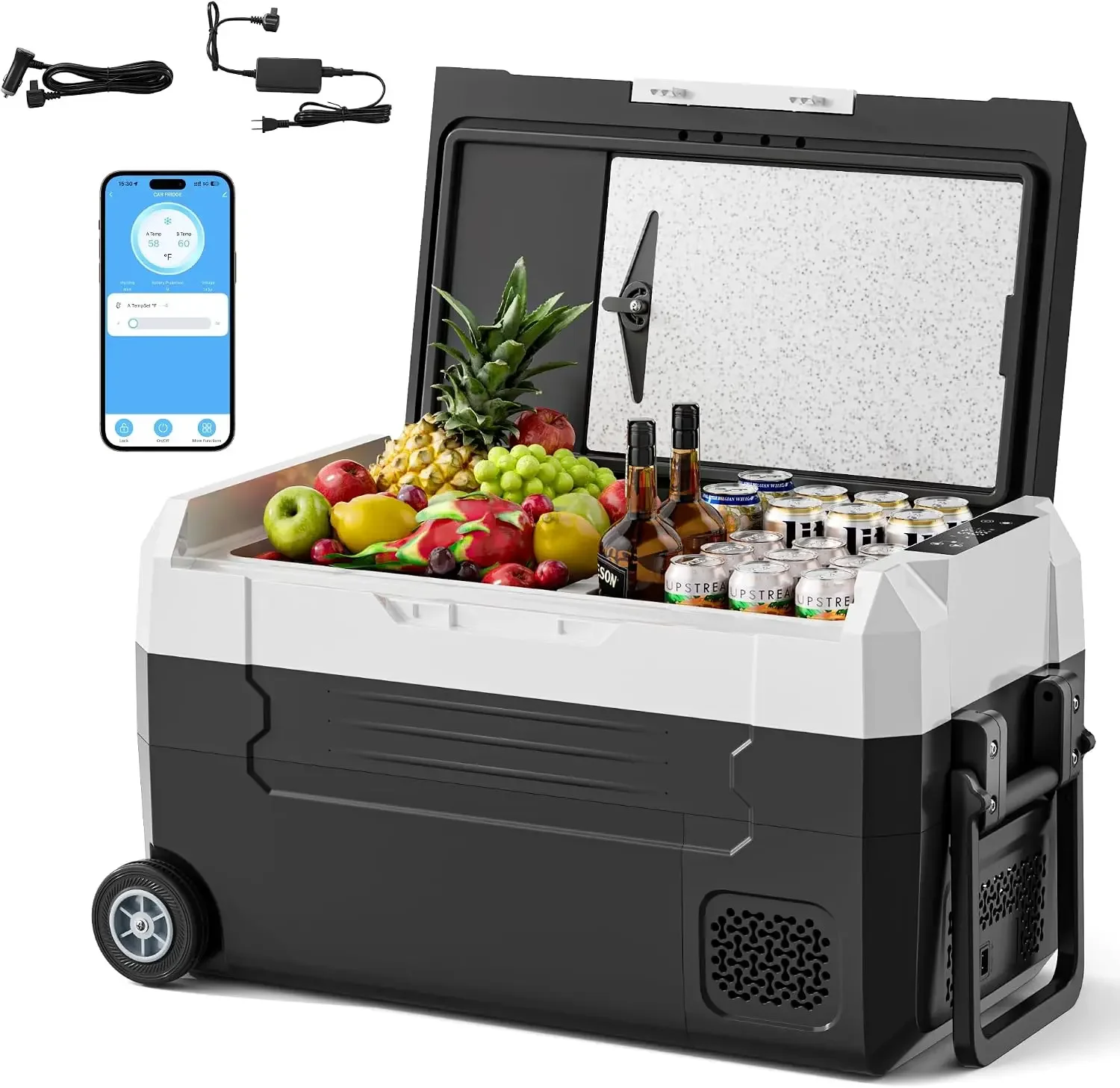 12 Volt Refrigerator, 37QT Electric Cooler APP Control | Electric Cooler APP Control, Portable Freezer 12V/24V DC 100-240V AC, C