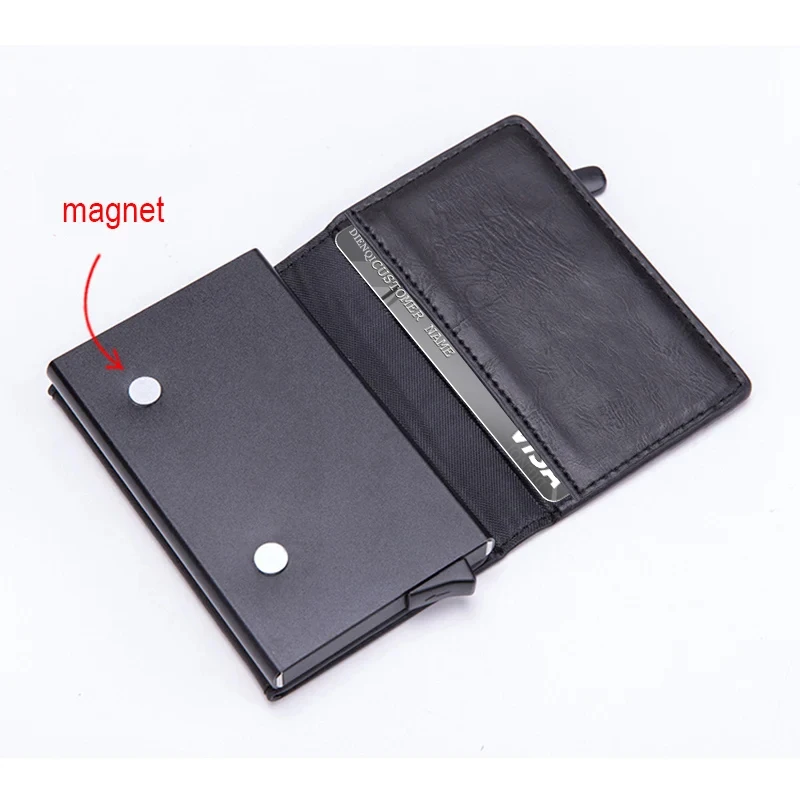 Pop Up Credit Card Holder Wallets Men Slim Rfid Blocking CardHolder Wallet for Men Card Money Bag Purse PU Leather Short Wallets — zdjęcie 7