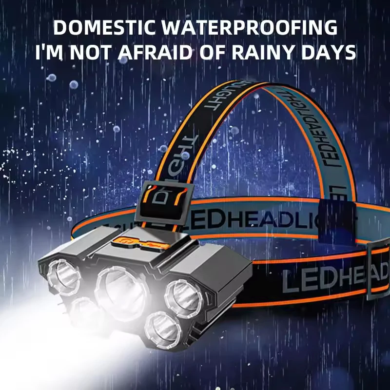 Headlamp Tactical Flashlight USB Rechargeable High Power LED Strong Self Defense Personal Defense Articles for Outdoor Survival