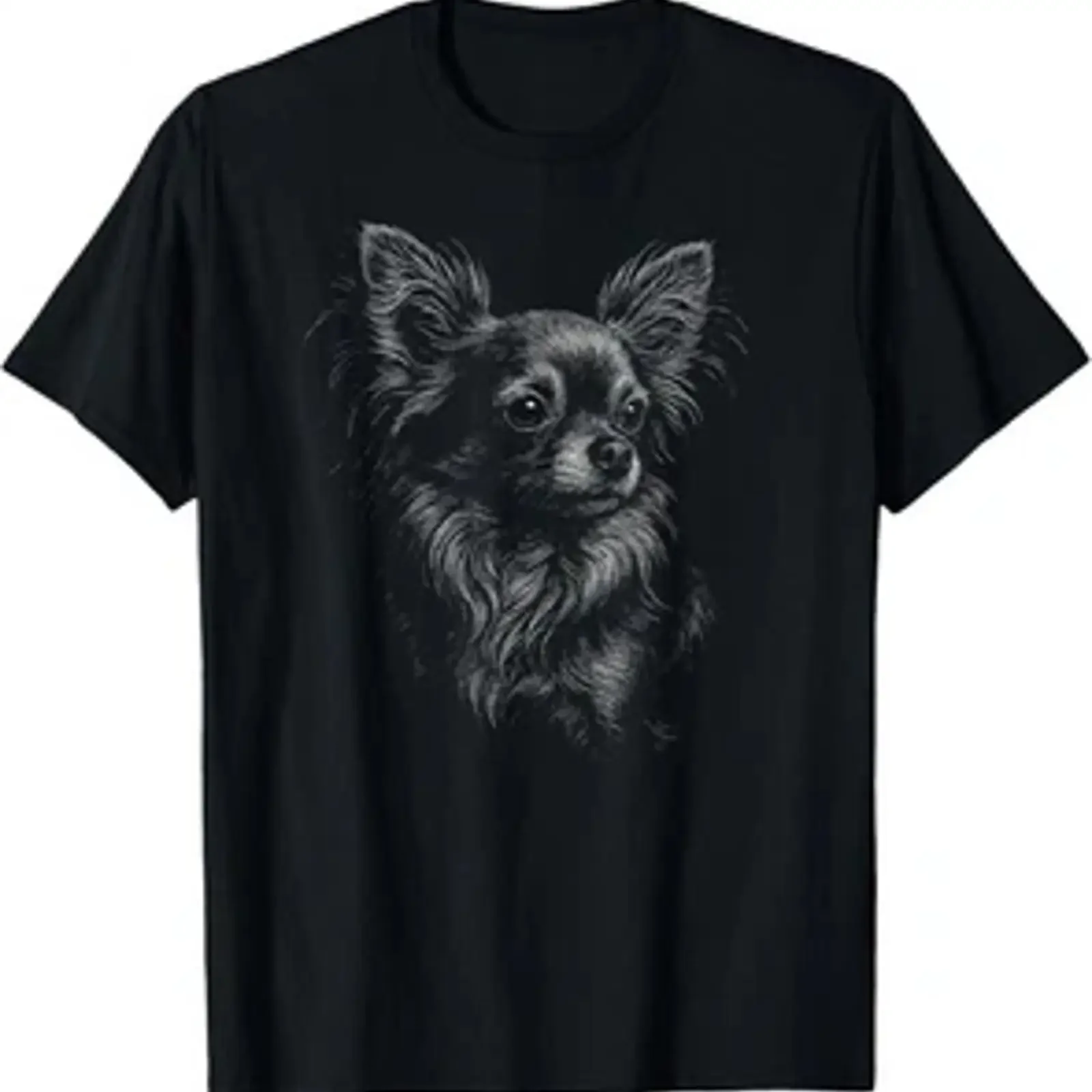 Long Haired Chihuahua Dog T Shirt vintage Washed Top For Everyday Wear homme Comfortable Breathable Slightly graphic Soft