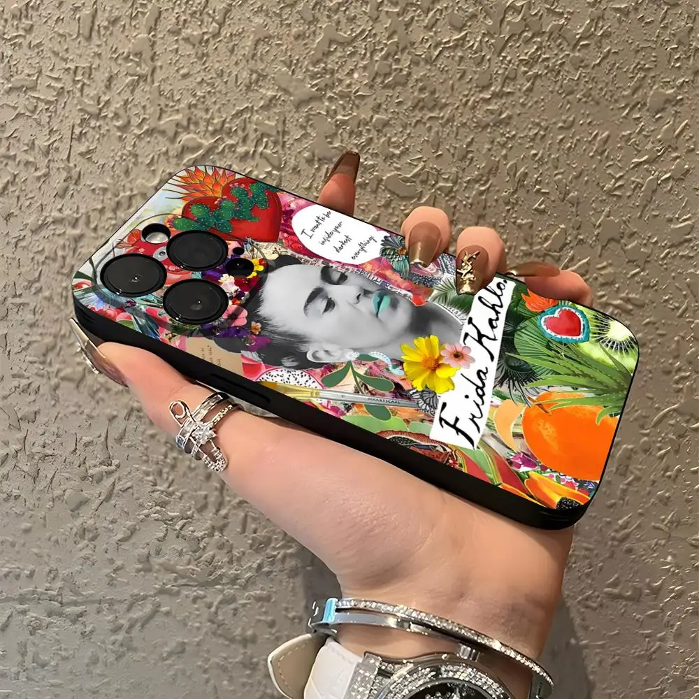 MINISO-Moda F-Frida K-KahlosS Capa de telefone para iPhone 15 16 13 Pro Max 14 12 11 Xr X 8 7 6 Plus Capa traseira de luxo