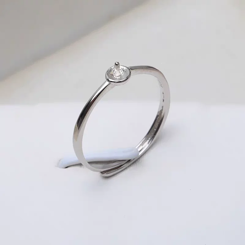 S925 Sterling Silver Adjustable Ring Mount Settings Findings Mountings Accessory Parts Fittings for 5-8mm Pearls 5pcs/lot