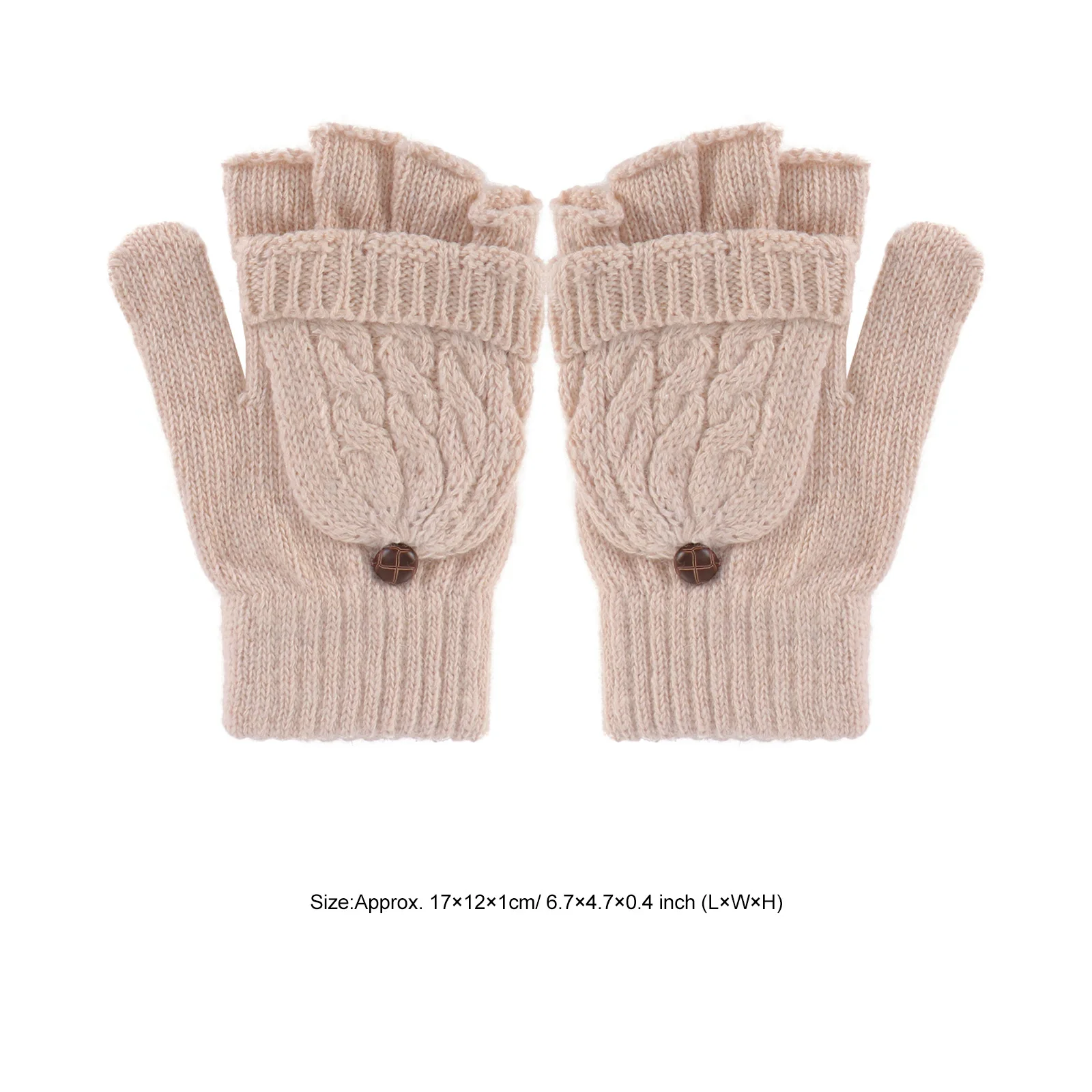 

Convertible Fingerless Gloves for Women Beige Knitted Winter Warm Mitten Cover Design Soft Touch Comfortable Fit for Outdoor Or