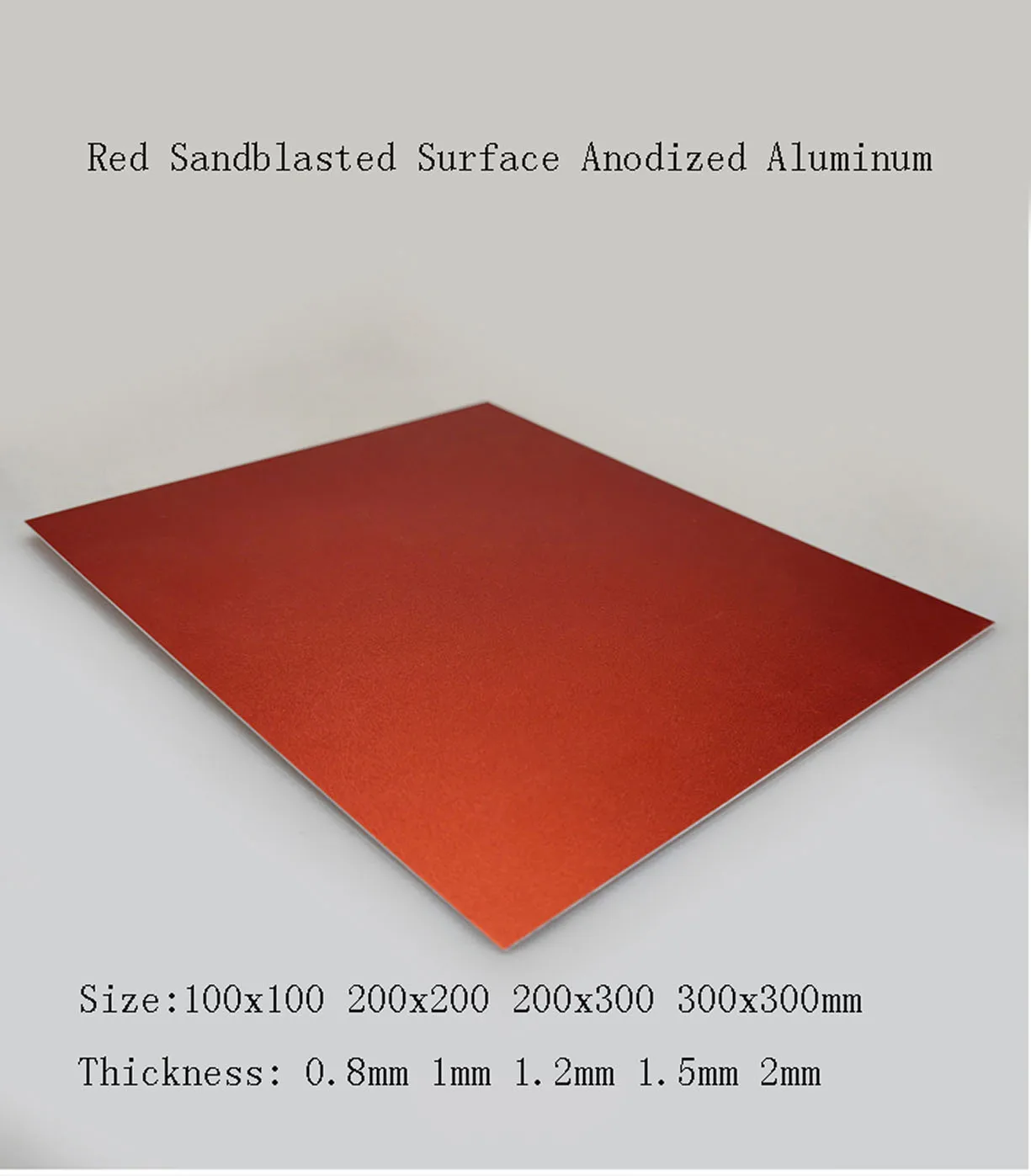 Red Sandblasted Surface Anodized Aluminum Alloy Plate 5052 Aluminum Sheet 100x100 200x200 200x300 300x300mm Thickness 0.8mm-2mm