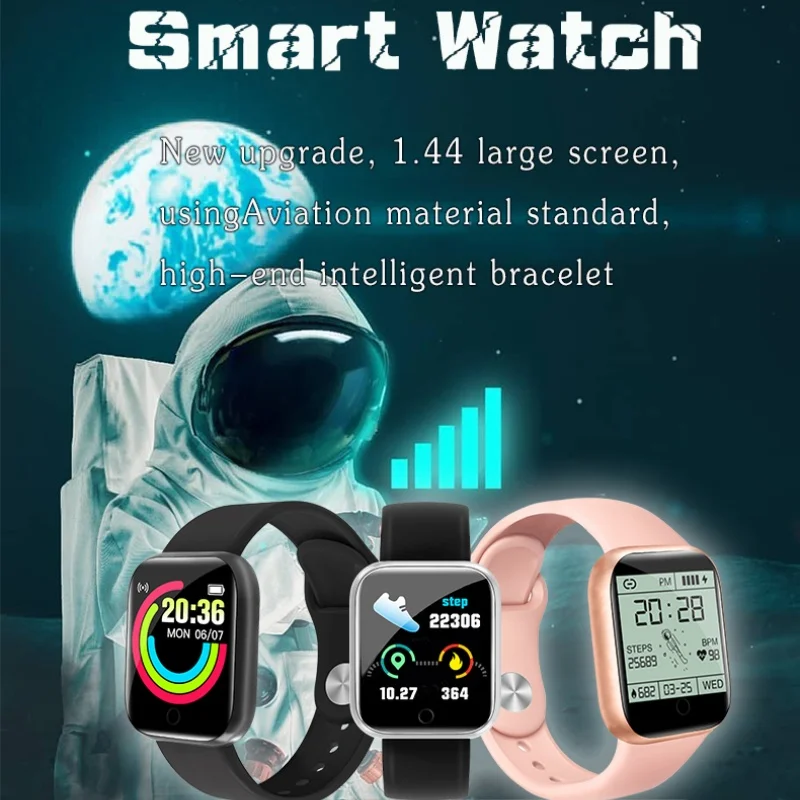 Y68 Real Step Count Fashion Smart Sports Watch Fitness Tracker Sports Watch Android IOS Smart Bracelet