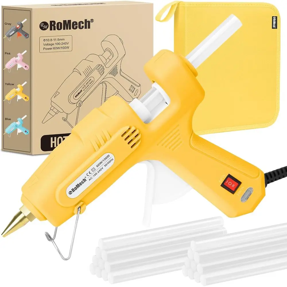 

Full Size Hot Glue Gun with 60/100W Dual Power and 21 Hot Glue Sticks (7/16"), Fast Preheating Heavy Duty Industrial Gluegun wit