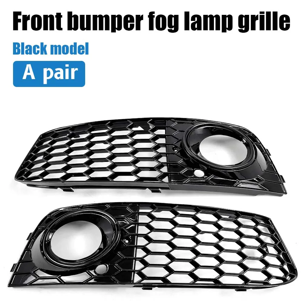 

1 Pair Mesh Honeycomb Hex Left Right Honeycomb Hex Fog Lamp Cover for Audi A4 B8 2009-2012 Replacement Parts Car Accessories