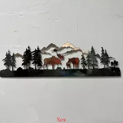 Home Decoration Metal Crafts Home Decoration Art Forest Moose Living Room Interior Wall Hanging Decoration Ornaments Background