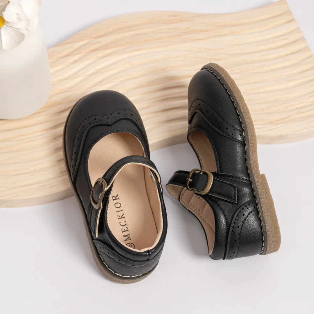 Little Girl Solid Color Round Head Small Leather Shoes Spring Girls Stage Princess Shoes Soft Bottom Moccasins Baby Casual Shoes