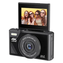사진 및 비디오용 디지털 카메라, 유튜브용 4K 카메라, 3 인치 플립 스크린, 18X 디지털 줌, 64MP