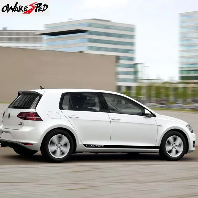2PCS For 7 8 MK7 MK8 Car Door Side Skirt  Stickers Clubsport Stripes Styling Auto Body Decoration Vinyl Decals