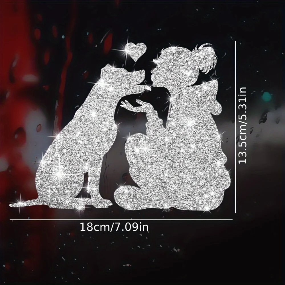 Dog Owner Heart Wall Sticker Sparkling Animal Love Decal for Window Glass Farmhouse Bedroom Door Fridge Laptop Pet Shop Decor