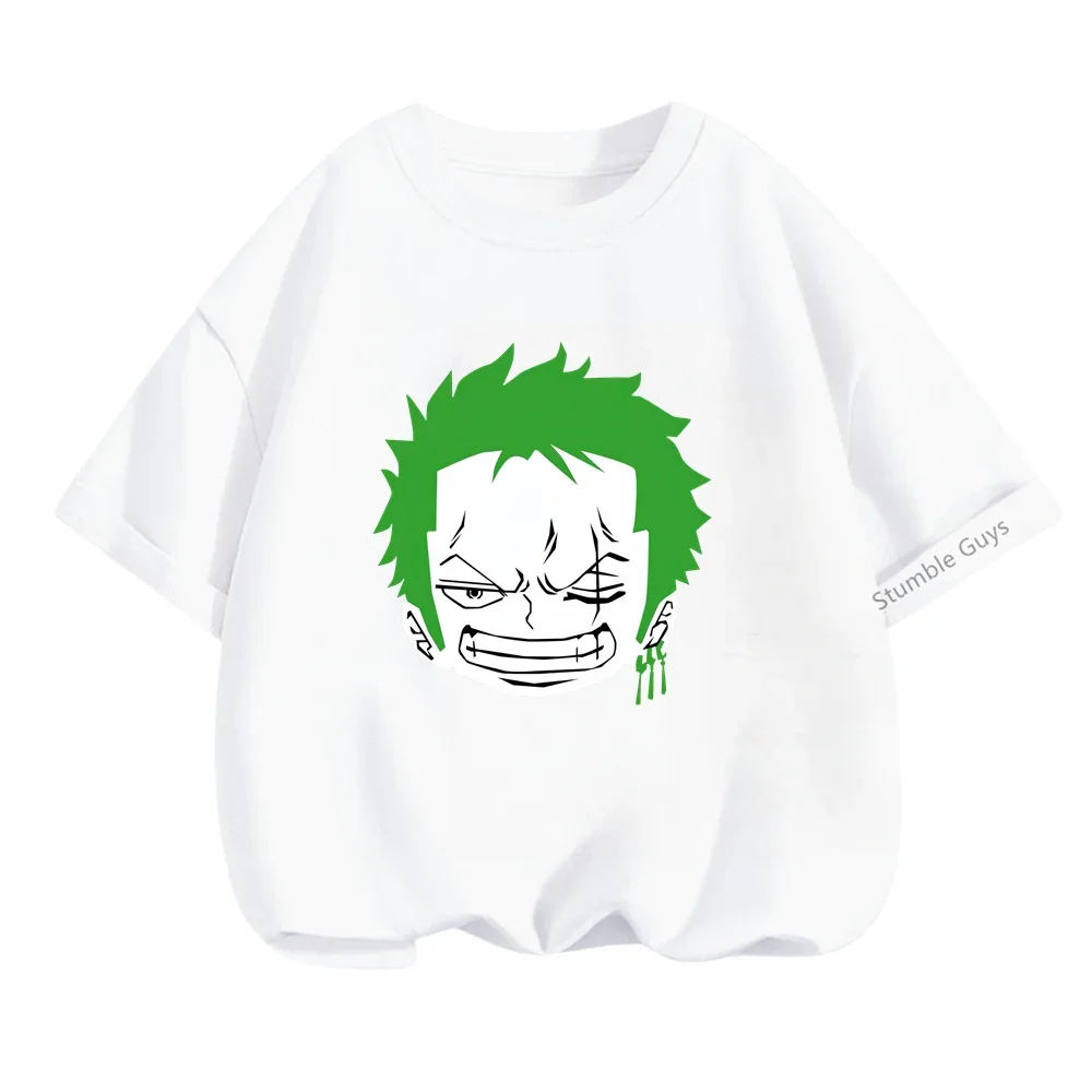 Zorro Tshirt Kids New Anime One Pieces Clothes Boys T Shirt Girls Clothing Children T-shirt Summer Teen Short Sleeve Tops Tees