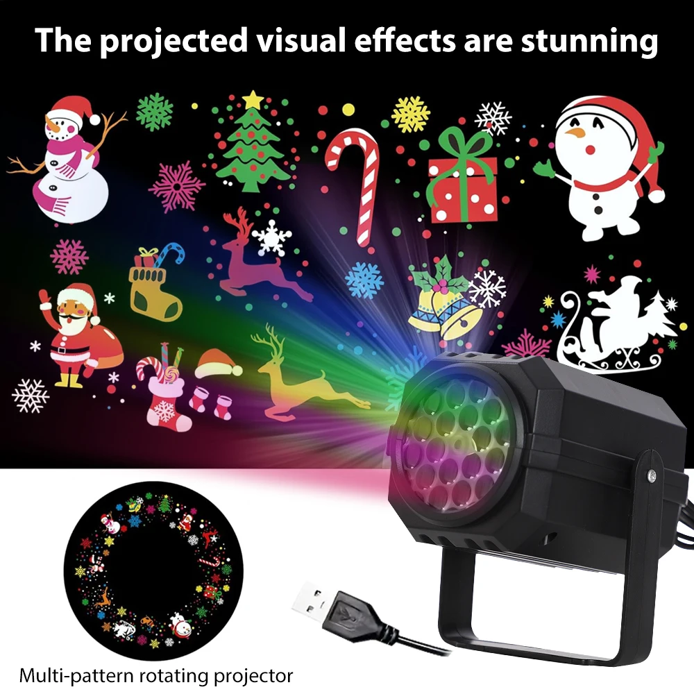 NEW Christmas Projector Lights Outdoor Holiday Laser 16 Pattern Slide LED Projection Lamp for Indoor Party Christmas Decoration