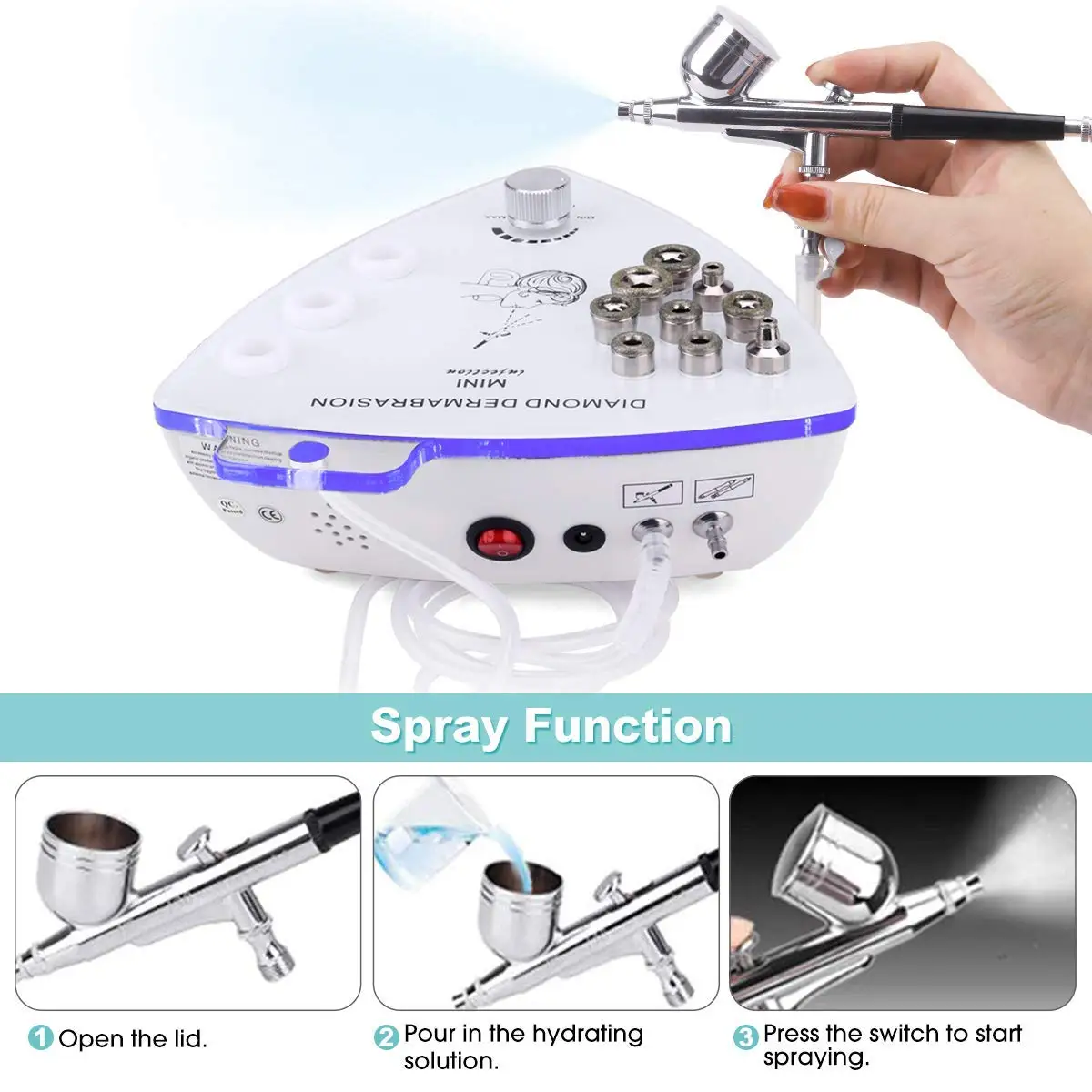 Professional 65-68cmHg Suction Diamond Peeling Facial Exfoliation Diamond Microdermabrasion Machine with Water Spray Skin Care