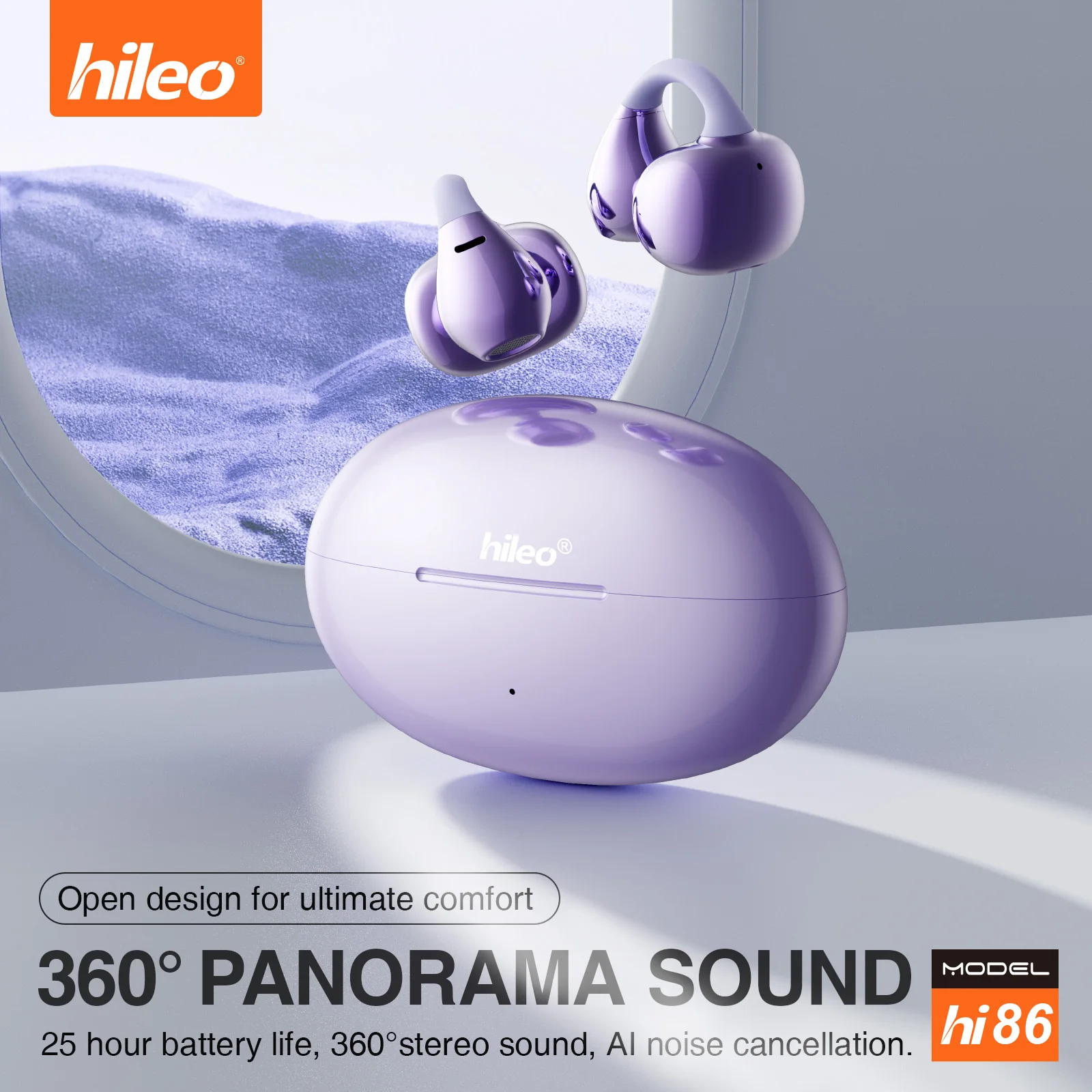 Auriculares Hi86 OPEN-EAR Bluetooth V5.4, Auriculares Deportivos Abiertos, Función de Asistente de Voz, Diseño Ergonómico