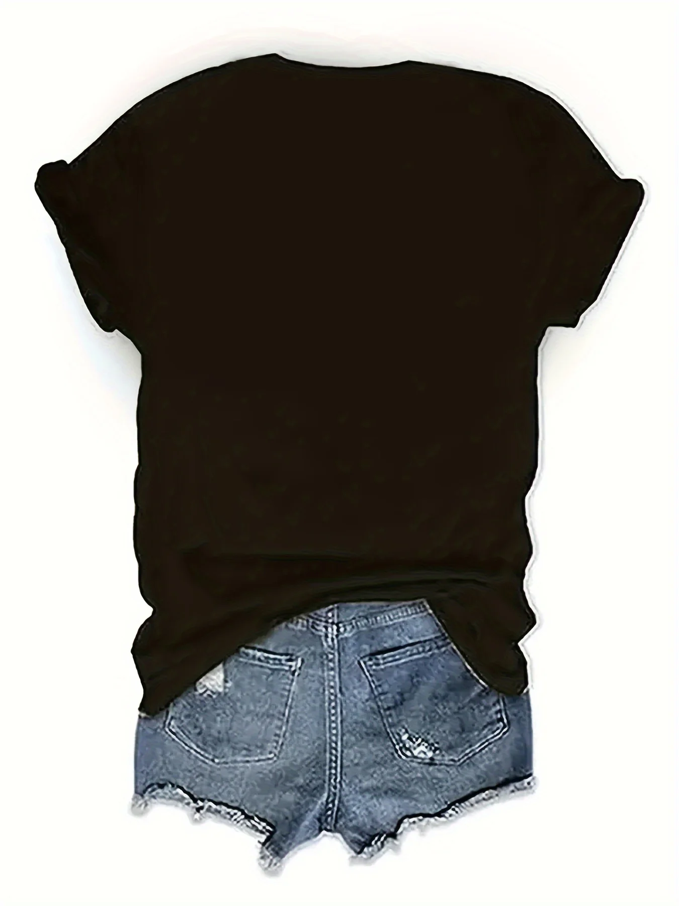 T-shirt grafica casual da donna con patatine fritte "It'S Day", girocollo a maniche corte, nera con design a cuore giallo e patatine fritte,