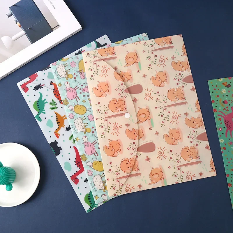 1pcs File Bags For Document Cute Cartoon File Holder Snap Button PVC Folder Pen Box Office Information Bag Student Stationery
