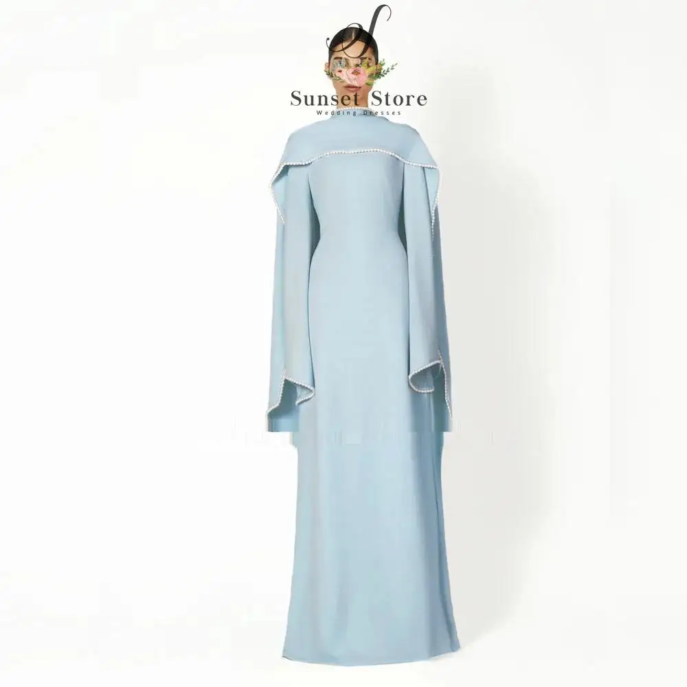 

Customized Long Floor-Length Crepe Evening Dress Halter Prom Dress with Beading Shawl 2025 Mermaid Party Dress