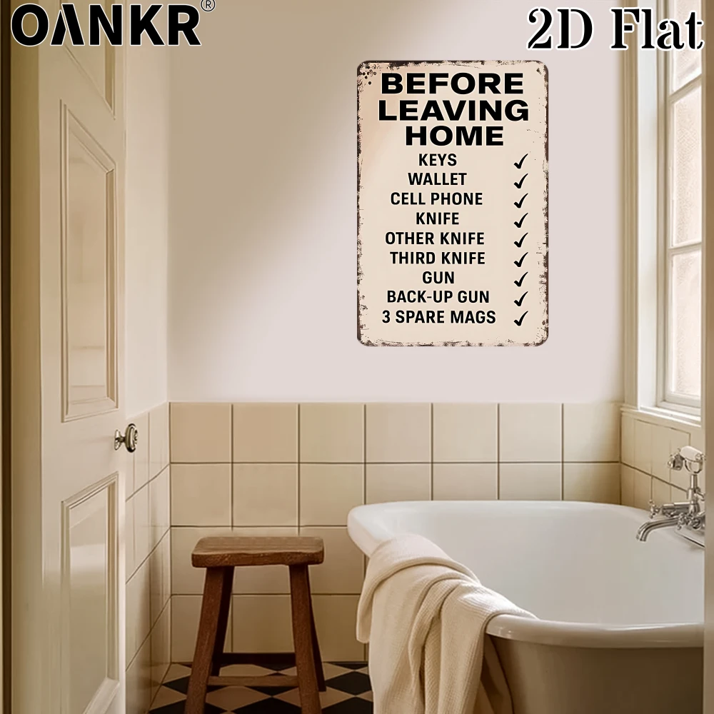 Vintage Metall-Blechschild, Checkliste „Vor dem Abflug von Zuhause“ Retro-Metallschilder für Männerhöhle, Schlafzimmer, Heim-Wandkunst, Deko-Accessoires