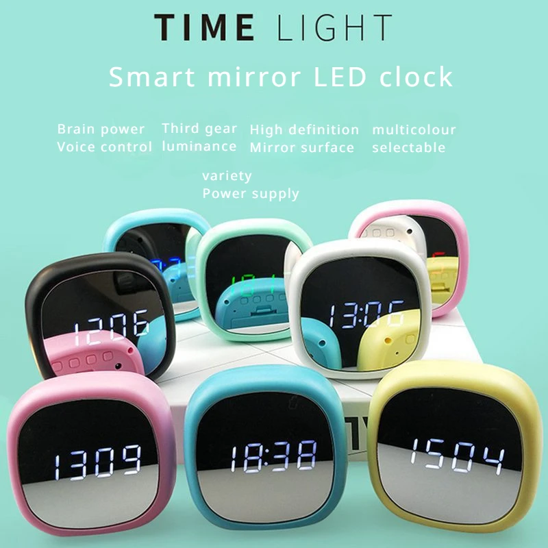 New creative multi-functional mirror alarm clock led makeup mirror electronic clock dual-use power supply mirror clock 0708L