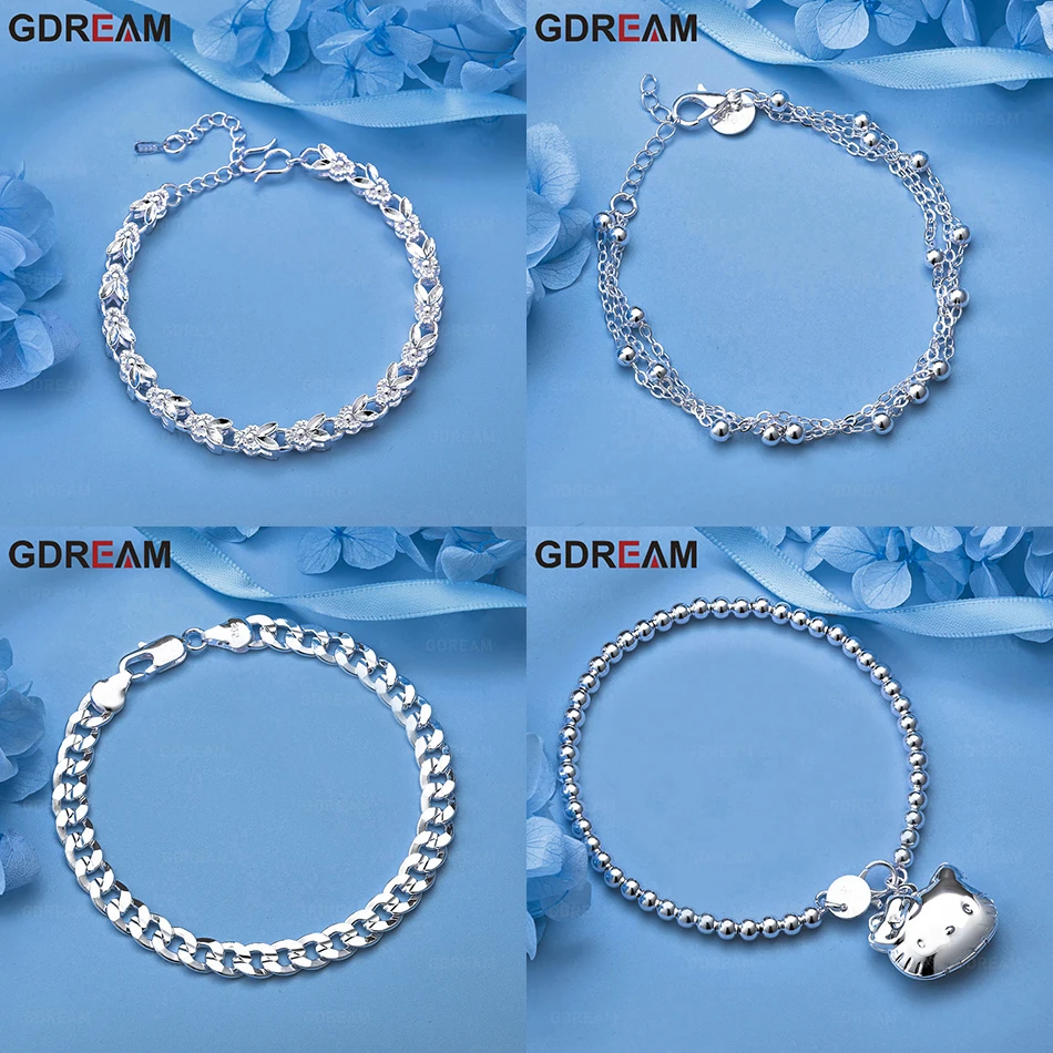

GDREAM 925 Sterling Silver Spacer Bead Chain Double Layer Bracelet Women Light Luxury European And American Party Jewelry