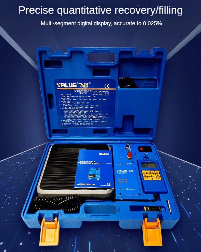 Flyover VES-50A/100A/50B/100B precisie koelmiddel elektronische weegschaal kwantitatieve fluor balans koeling tool