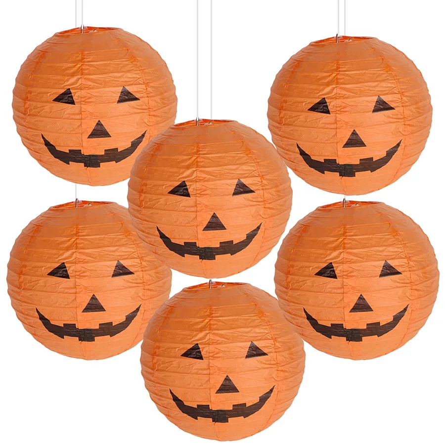 1/6 stuks Halloween hangende papieren lantaarn voor thuis binnen buiten tuindecoratie Halloween Party Horror Pompoen Props Ornamenten