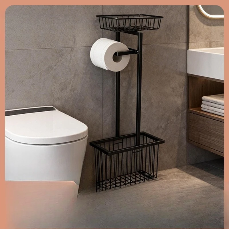 Full metal assembly, bathroom storage rack, toilet rack, tissue holder, storage basket, waterproof.