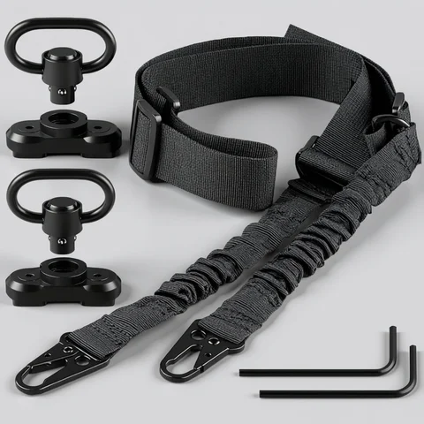 Tactical Gun Sling Two Points Rifle Sling Adjustable Length Multi-Mission Strap for AR AK Rifle Universal QD Sling Outdoor