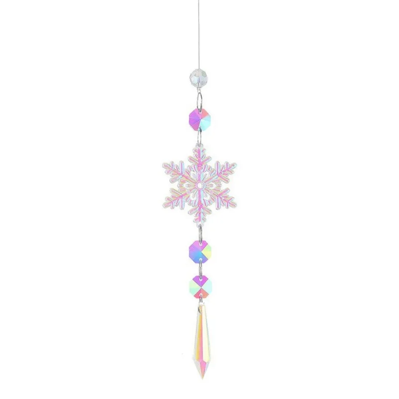 Collezione di luci di cristallo Ciondolo Fiocco di neve Natale Arcobaleno Catcher di luce Finestra Decorazione del patio Perline colorate per il giardino domestico