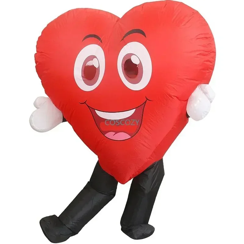New Happy Red Love Heart Smiling Props Inflatable Love Costume Atmosphere Stage Performance Prop Gifts Inflatable Garment