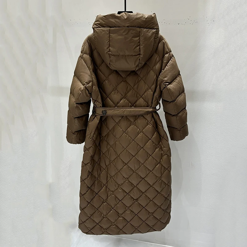 Schinteon женский белый утиный пуховик с капюшоном, повседневная свободная теплая осенне-зимняя верхняя одежда высокого качества, новое пальто 2025, пальто