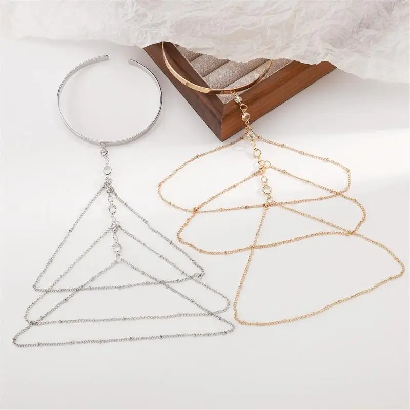 31bf-エレガントなオープンエンドフリンジチェーン手首カフブレスレット快適な軽量ジュエリー女性のための