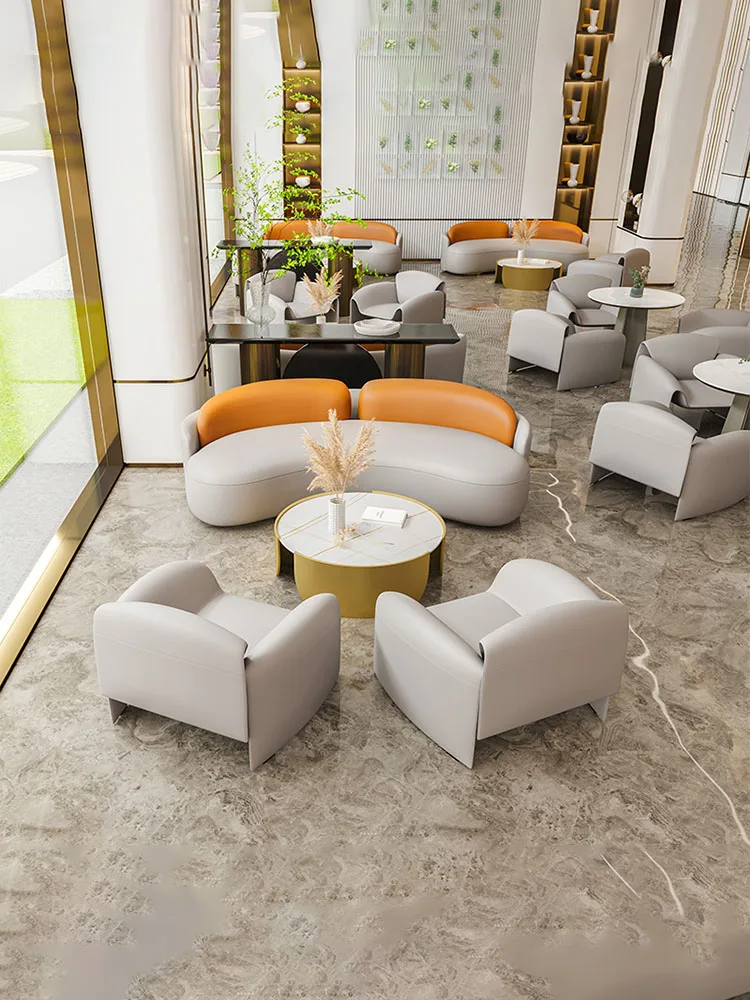 Meeting Sofa Combination Light Luxury Hotel Lobby Rest Area Sales Office Leisure Negotiation Tables and Chairs