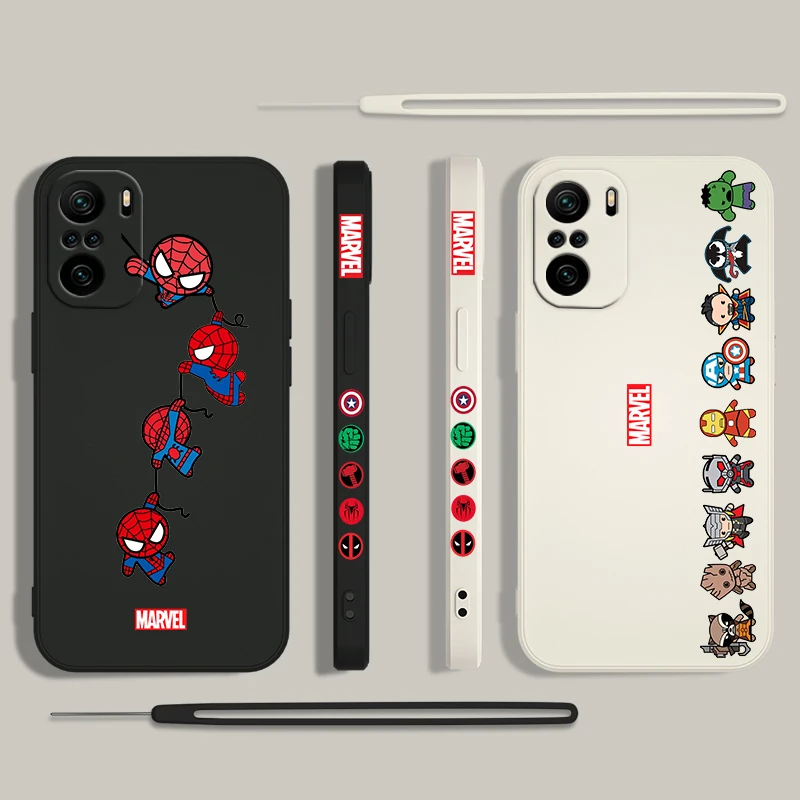 Wunder Comics Spider Man für Xiaomi Redmi Note 13 12 12pro 11 11s 11t 10s 10 Pro plus 5g flüssige linke Seil Telefon hülle