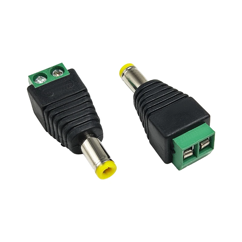 Solderless DC power socket, push-type plug, male and female connectors, surveillance camera