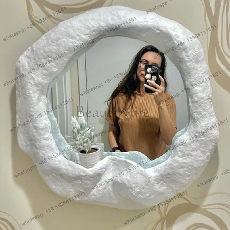 YJ European special-shaped side mirror, round bathroom mirror, bathroom wall-mounted master bedroom vanity mirror