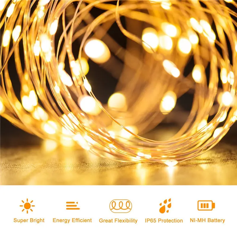 Led Fairy Light 5/10/20/30/40/50M Solar String Light Chain Garland koperdraad Backyard Outdoor Kerst Halloween Decoratie